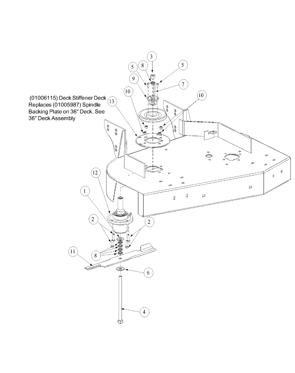 Spindle Assembly Diagram and Parts List for G1752 55AE224T150-WAM Cub Cadet Lawn Mower